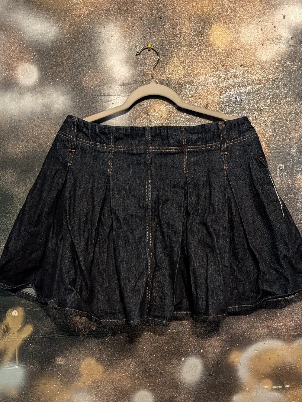 Old Navy Dark Blue Denim Pleated Skater Skirt